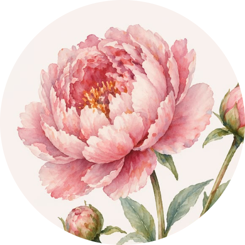 Watercolor peony
